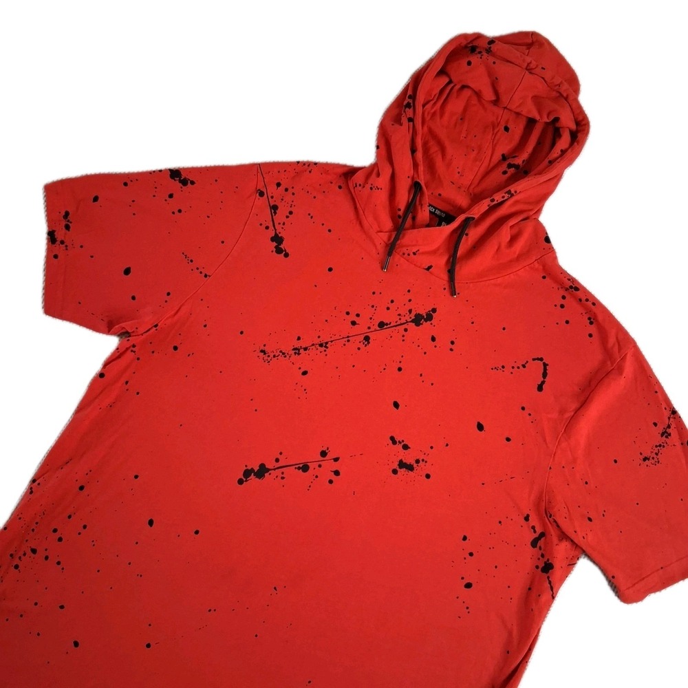 BLACK SQUAD Hoodie Men's XXL Red w/ Black Paint Slatter Graphic Skate Basketball - Picture 2 of 16